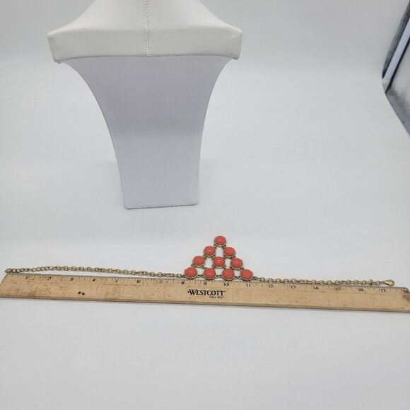 Vintage CAROLEE Statement Orange Goldtone‎ Collar Necklace - Picture 5 of 6